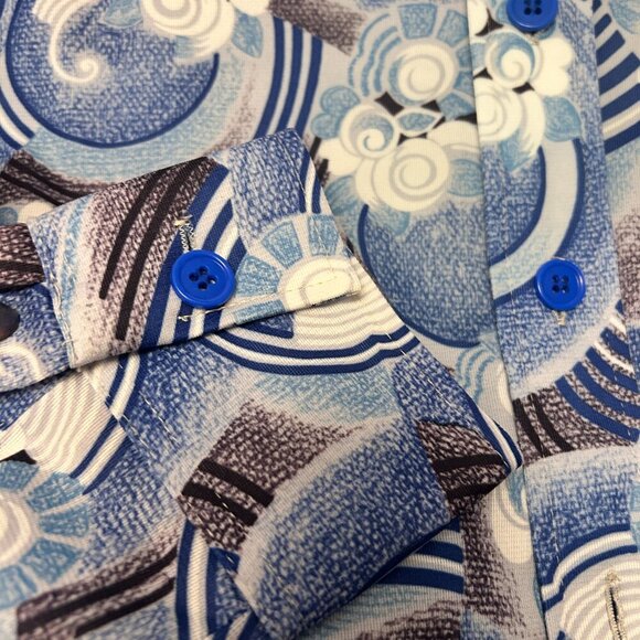 70s DEADSTOCK Psychedelic Op Art Dagger Collar Shirt - Picture 8 of 9
